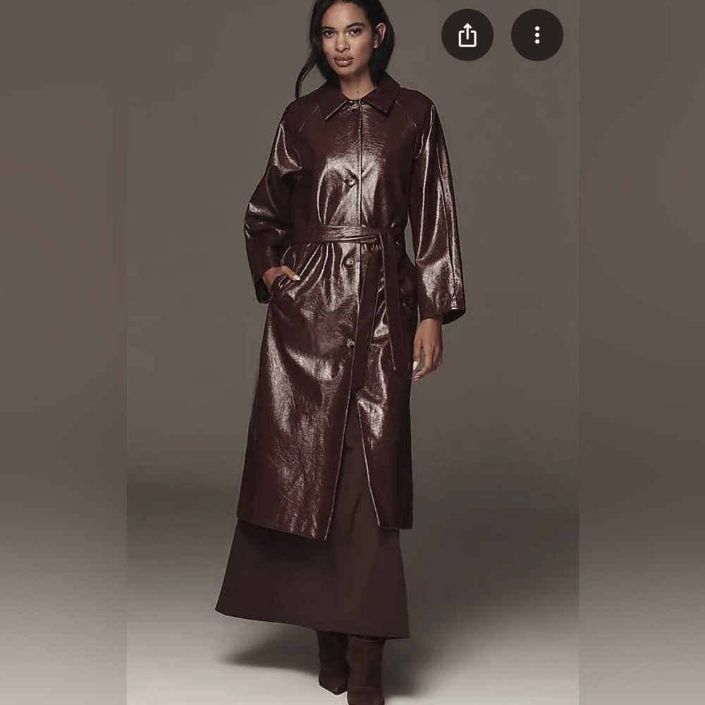 FRNCH Paris Halimi Patent Faux Leather Trench Coat - Picture 3 of 4